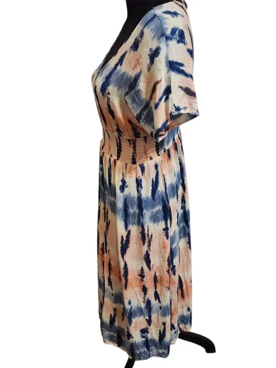 Bebop Short Sleeve Pink and Blue Tie Dye Dress Size M - Picture 3 of 4